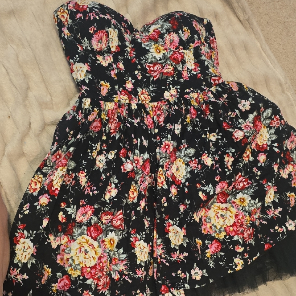 Together Kids Floral Dress - Black with Multicolor Blooms